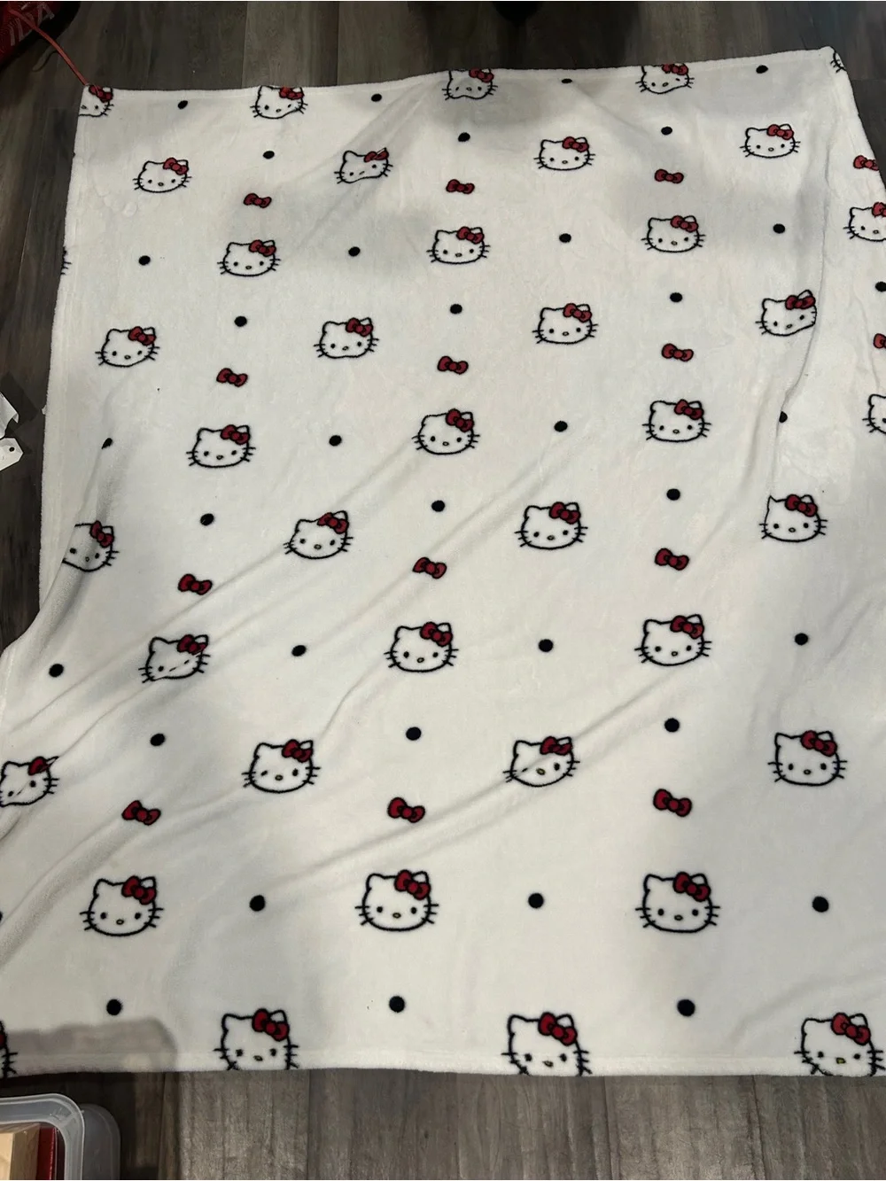 Hello Kitty White & Red Plush Throw Blanket - Cute Fleece Design